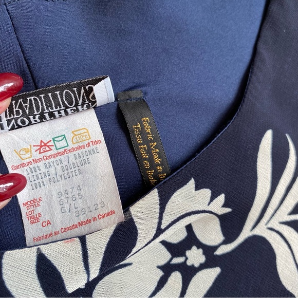 Vintage 90s Northern Traditions Maxi Dress, Floral, Navy/White, Sleeveless, M/L - Picture 9 of 9